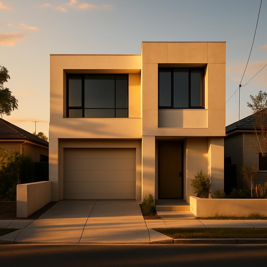 Nuevo día en una casa moderna con dos plantas.